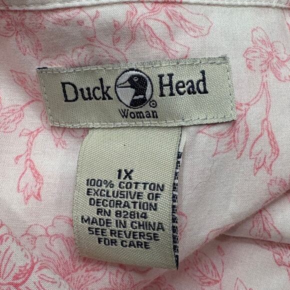 Duck Head Size 1X Top Vintage Floral Cotton Button Up Cottage Country Western - Picture 3 of 14